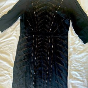 Calvin Klein women’s XL - fitted midi dress - Black/ nude lining.